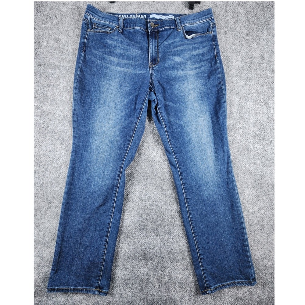 DKNY Jeans Soho Skinny Medium Wash Blue Denim Pants Womens Size 16W